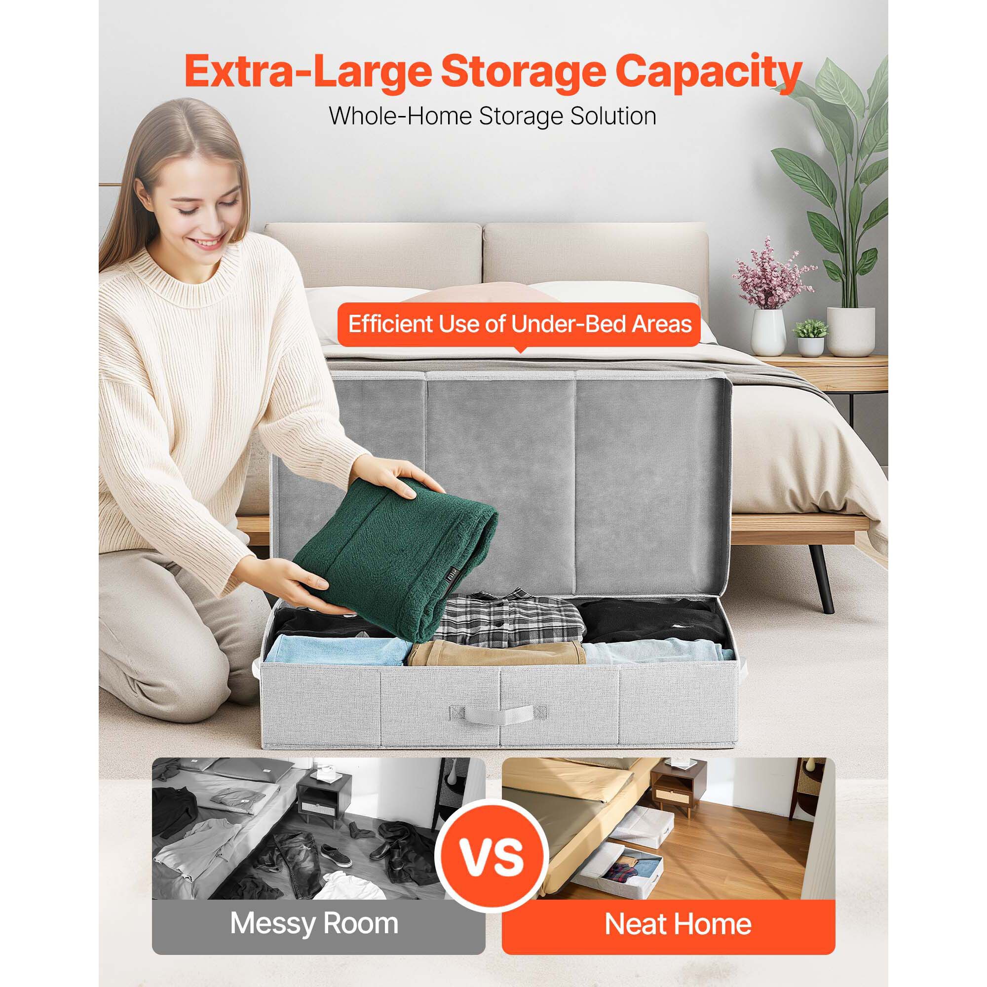 Under Bed Storage 48L Foldable Underbed Box For Household Organization 2 Pack_voghion.com